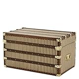 sehr edel verarbeitet Casa Padrino Luxus Koffer Schrank Truhe Vintage Canvas/Leder mit Messing Beschlägen - Art Deco Barock Jugendstil Kofferschrank