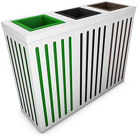 poubelledirect Bin Waste Bin 90 Litres Triple Body: Orion 3 x 90 Indoor 3 Buckets, Green/Charcoal/White/L