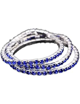 Modisches Armband Bracelet Echt vergoldet Echt Silber 925 Tennisarmband Kristall Glitzer Elastisch Strass Blau...