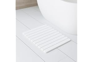 DESK GLOBAL - Alfombra Baño Diatomita 60 x 40 | Antideslizante y Ecológica - Alfombra De Piedra Diatomita Baño Plegable y Multiusos - Absorción al Instante - Microtexturizada Blanca