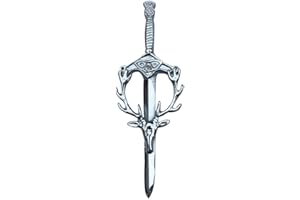 IMPERIAL KILT PRODUCTS Męska szkocka celtycka przypinka do kiltu dla mężczyzn, srebrne wykończenie, 10 cm, Highland - broszki i przypinki - biżuteria - wir celtycki węzeł blat roboczy solidny miecz ze stali nierdzewnej oset