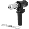 KASTWAVE Rivet Gun Adapter Kit, Professional Rivet Gun Adapter with Handle Grip Riveter Drill Attachment Riveting Hand Tool - Rivet Attachment for Cordless Screwdrivers and Drills