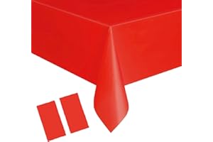 YAAVAAW Tovaglia natalizia usa e getta, 137 x 274 cm, rettangolare, in plastica, rossa, per interni ed esterni, picnic, Natale, matrimoni, feste di compleanno, decorazioni