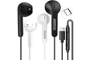 HAIMLJLBK 2 Pack USB C Headphones wired for Samsung S24 S23 S22 S21 Ultra, USB-C Earphones Wired with Mic & Volume Control Type C Earbuds for iPhone 15 16 Pro Max, iPad Pro, Pixel, OnePlus, HiFi Stereo Sound