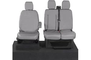 UK Custom Covers To Fit Ford Transit Custom (2013-2023) Tailored Heavy Duty Waterproof Front Seat Covers (Single/Double WITH Pull Down Tray) Grey - SC102G