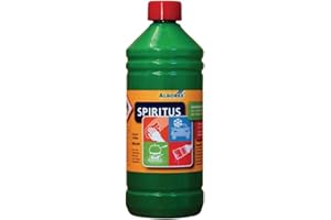 BINDULIN 1 Liter Algorex Spiritus (Ethanol), Brennspiritus zur Reinigung, Verdünnung, Frostschutz in Sicherheitsflasche inkl. Microfasertuch von E-Com24