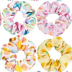 PANTIDE 18Pcs VSCO Colorful Hair Scrunchies Rainbow Printing Scrunchie Bobbles Ropes Traceless Hair Ties