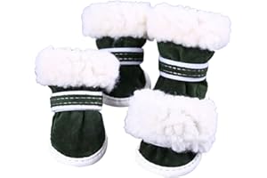 PLUSHCEWT 4 scarpe per cani per zampe ferite, scarpe per cani da passeggio, stivali per cani per zampe ferite, regolabili, lavabili, antiscivolo, protettive, per cani di taglia media e piccola (verde scuro, 5)