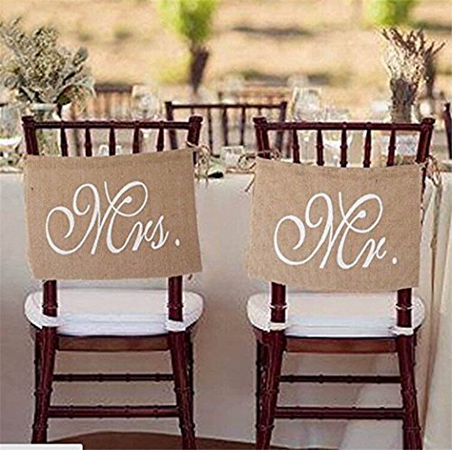 KeeKa Vintage Mr & Mrs Jute Flagge Fahne Stuhl Deko für Hochzeit PartyZeremonielle Deko - 4