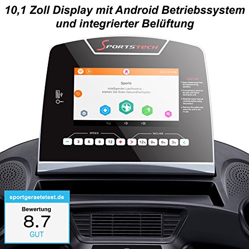 Sportstech F48 Profi Laufband mit 10,1 Zoll Android WiFi 7.75 PS 20 km/h mit Tablethalterung – klappbar - 2