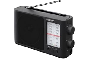 Sony ICF-506 Tragbares robustes Analogradio (Retrodesign, voller Klang, AC-Netzteil oder Batteriebetrieb, Tragegriff) Schwarz