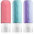 Meetzone Travel Refillable Bottle Container, Easy to Carry Shampoo, Conditioner, Body Wash, Cosmetic Toiletries, BPA Free Leak Proof, Travel & Pocket Friendly (90ml x Pack of 3 Multicolour & Silicone)