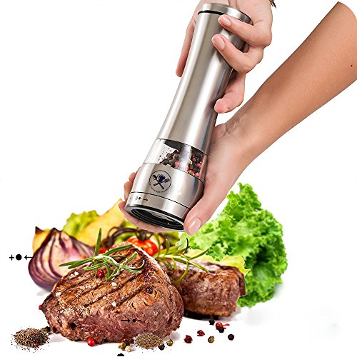 Pfeffermühle bzw. Salzmühle aus Edelstahl (einzeln) mit einstellbarem robusten Keramikmahlwerk für lang andauernde Freude. Das Original von TheKitchenHack - 5