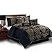 Produktbild Sunrise Bedding Tagesdecken-Set, 7-teilig, Jacquard-Stoff, Bettwäsche-Set für Doppelbett, King-Size-Bett, Überwurf, 220 g/m², passende Kissen, Nackenrolle und Volant, Schwarz, King (255 x 225)