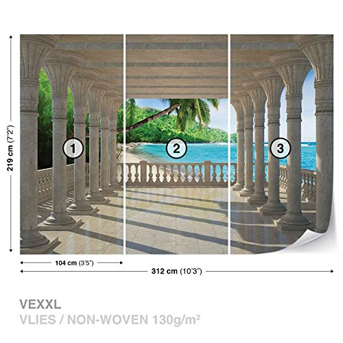 Strand Tropisch – Forwall – Fototapete – Tapete – Fotomural – Mural Wandbild – (1360WM) – XXL – 312cm x 219cm – VLIES (EasyInstall) – 3 Pieces - 2