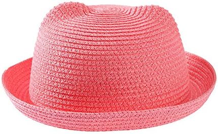 Silveroneuk Fashion Ears Straw Hats Unisex Baby Basin Kids Sun Summer Beach Cap(Pink)