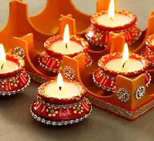 Ein Sof Paraffin Wax ,Clay Matka Diyas,10 Hour Burning Amrit Kalash (Set of 12)