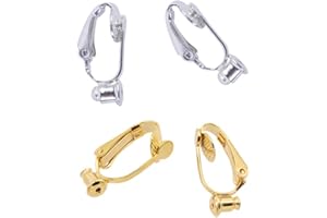 Supvox 20 Pezzi Orecchini Convertitore Clip, Donna Orecchini Clip-on in Acciaio Inox, Orecchino Senza Buco Anallergici Archetto Gioielli Strumenti Comfort Orecchino Pad (10*Oro + 10*Argento)