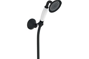 Jacob Delafon - Set de douche Louise - Avec Crochet, Flexible et douchette - Design Rétro - Économie d’eau - 150x8,50x7,30 cm - Finition Noir mat - E24365-BL