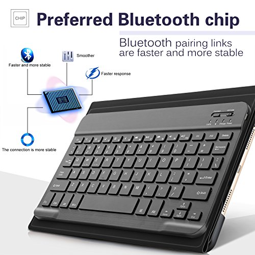 IVSO iPad Pro 10.5 QWERTZ Tastatur, Abnehmbare Wireless Bluetooth Tastatur Schutzhülle mit Standfunction Für Apple iPad Pro 10.5 Tablet, Schwarz - 3