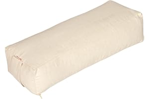 ‎YOGABOX Yogabox Yoga Rechteckbolster Basic, Waschbarer Bezug aus 100% Baumwolle, Yogarolle eckig mit Bio-Dinkelspeltzfüllung, Yogakissen groß für Restoratives Yoga, Maße: ca. 60 x 20 x 14 cm