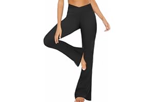 Neteson Pantalon de Yoga Femme Legging évasé Booucut Pantalons Fluide Taille Haute Leggings de Sport Décontracté Bootcut pour Fitness Sport Gym Yoga Danse