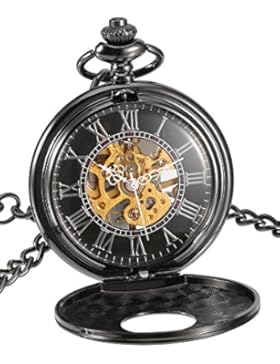 Schwarz Gesicht Römische Zahlen Mechanische Taschenuhr Geburtstags Hochzeit oder Jahrestags Männer Geschenk