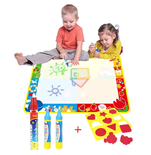 AEVEA 100*73CM Magia Doodle Comida/Agua Dibujo Pintura Comida, Pizarra mágica Comida Doodle Deluxe Maxi Pad Pack de 4 bolígrafos para pizarra mágica