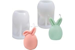 GUKASXI 2 Stück Ostern Kaninchen Silikonform 3D Osterhase Silikonform Kerzenformen Ostern Kaninchen Kerzen Gießformen DIY Ostern Seifenform Silikonform für Kerzenherstellung