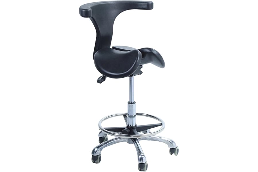 NUNETH Saddle Style Split Seat Ergonomic Saddle Chair or Stool, Medical Rolling Chair with Back Support ＆ Two Tilting Option, Dental Office Home (Size : 48-60cm (18 7/8"-23 5/8") Height)