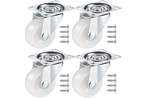 JIZZU 4Pcs Swivel Castor Wheels, 40mm PU Rubber Heavy Duty Caster Wheels for Furniture, Trolley Wheel with Double Ball Bearings Swivel Head, Equipped with 16 Screws