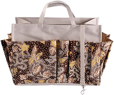Handbag Organiser - Handbag Insert - Bag Organiser - XXL Beige Batik Brown - Width 11.8"(30cm) x Height 8.66"(22cm) x Depth 5.5"(14cm)