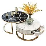✔ Dimensiones de las mesas de café - Medidas de la pequeña mesa auxiliar: Ø 60 x 40cm | Medidas de la mesa de centro grande: Ø 80 x 45 cm.