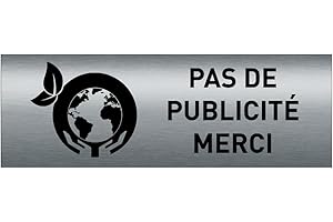 AUA SIGNALETIQUE - Plaque SIGNALÉTIQUE Aluminium Brossé AluSign 75X25 mm - (Pas de Publicité Noir)
