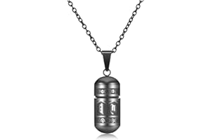JSDDE Jewellery Stainless Steel Buddhist Mantra Pendant with 24 Inch Chain, Om Mani Padme Hum Prayer Grinder, Bottle, Capsule, Pendant, Urn Pendant for Women and Men