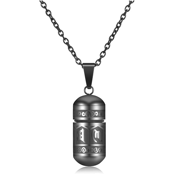 Flongo Edelstahl Anhänger – Dharma Chakra (Buddhistisches Rad) Mit 55 Cm Kette | Silber/Schwarz