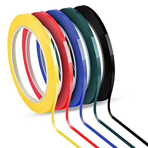 5 Rouleaux 3 mm Diagramme Graphique Ruban à Grille Marquage tableau blanc de Auto-adhésif, Assortiment 5 couleurs, 66 m par rouleau