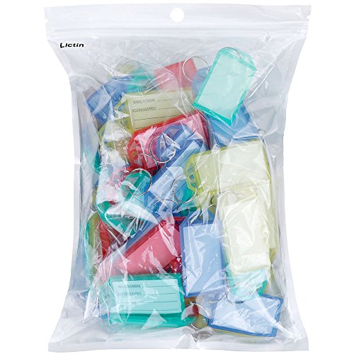 Lictin 70 Schlüsselanhänger, Schlüsselschilder, Kofferanhänger, bunt gemischt, mit auswechselbarem Etikett - 8