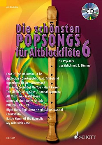 Die schönsten Popsongs für Alt-Blockflöte: 12 Pop-Hits. Band 6. 1-2 Alt-Blockflöten. Ausgabe mit CD.