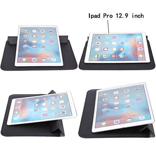 XGUO PU Ledertasche/ Hülle für MacBook Air 13.3 MacBook Pro Retina 13.3 zoll mit Halter Surface Pro 3/4 iPad Pro 12.9 Sleeve Hülle Tasche mit Ständer Erhöhung Schutzhülle(13.3 Zoll, Schwarz) - 6