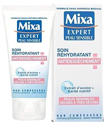 Mixa Expert Peau Sensible - Soin Réhydratant Antidessèchement à l'Extrait d'Avoine + Karité Nutritif - 50 ml