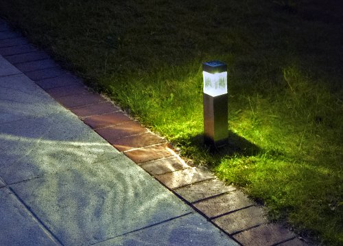 Duracell Solar-Gartenleuchte Edelstahl und Glas 4er Set, 5 x Lumen pro Leuchte , Maße: 39,65 x 5,8 x 5,8cm QS7Ma-R5-SS-W4 - 9