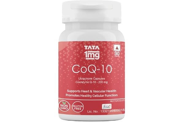 Tata 1mg CoQ 10 (Coenzyme 10) ((200mg)) Capsules, Supports Heart and Vascular Health, Promotes Healthy Cellular Function For Unisex , 50 grams