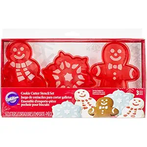 Wilton 2304-0121 3-Piece Christmas Cookie Cutter Stencil Set