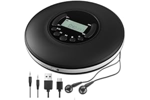 AOTECNO CD Player - Personal Music Player with CD-R & CD-RW Playback - Portable CD Player Anti Shock Protection Walkman Bluetooth CD Player with Headphone （Black）