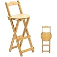 MOZOGOT Folding Bar Stool Bamboo Kitchen Counter Height Stools with Backrest and Footrest, Portable Bar Chairs Dining Chairs for Home Kitchen Island Breakfast, No Assembly, Natural