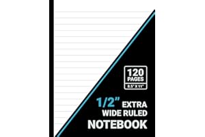 Extra Wide Ruled Notebook: 1/2 Inch Line Spacing, Extra Wide Lined Paper, 8.5" x 11", 120 Pages