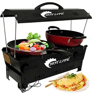 HOTLIFE 2 in 1 Multi-Purpose Electric & Charcoal Barbeque with 10 Wooden Handle Skewers,1 Grill Lightweight and Portable Simple Tandoor Grill for Outdoor Cooking Camping Picnics Travel Electric Grill