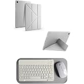 Galaxy A11+ Plus Uyumlu Standlı Tablet Kılıfı + Kablosuz Klavye Mouse Set (Beyaz)