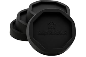 ELECTROHOGAR | Piedini Antivibrazione Lavatrice | 4 Ammortizzatori antivibranti e Anti-spostamento | Compatibile con Bosch, Balay, Siemens, AEG, Electrolux e così via | nero